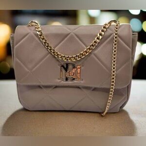 Badgely Mishcka diamond Quilted Crossbody Handbag - Taupe/gold tone hardware